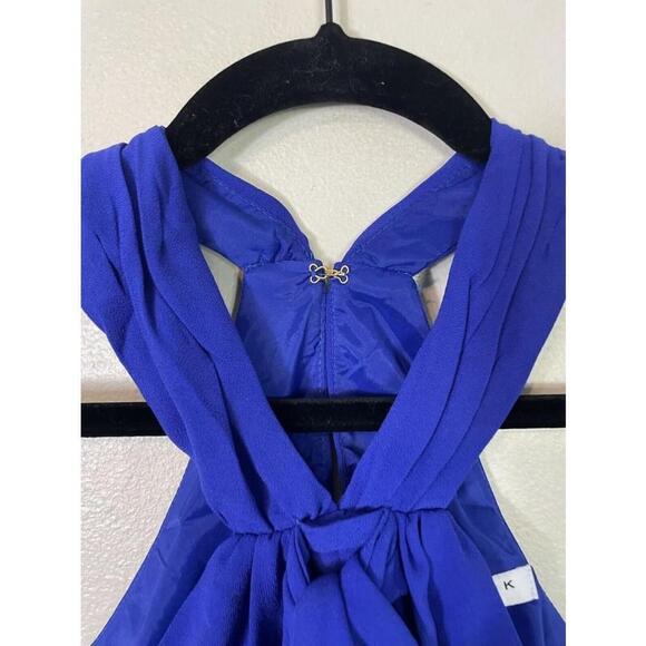 Trina Turk Women’s Dress Medium Verge Shift Bow tie Halter Dress Blue Lined - Picture 7 of 14